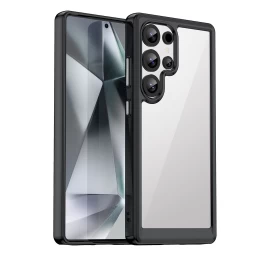 Silikoninė įmautė Su Geliniu Rėmeliu, Skirta samsung Galaxy S25 Ultra Outer Space Case - Juoda