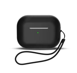 Silikoninis Dėklas airpods 1 / 2 + Riešo Dirželis, Juodas
