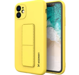 Silikoninis Dėklas Su Stovu Iphone 11 Pro Max Kickstand Case Geltonas