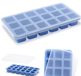 Silikoninis Ledo Kubelių Padėklas Su Dangteliu 18 X Mini Ice Cakes