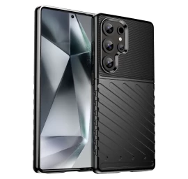 Silikoninis šarvuotas Dėklas samsung Galaxy S25 Ultra Thunder Case - Juodas