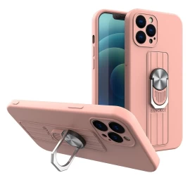 Silikoninis žiedinis Dėklas Su Kilpa Pirštui Ir Stovu Iphone Xs Max Pink