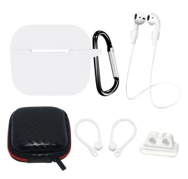Silikoninių Dėklų Rinkinys airpods 3 + Dėklas / Ausų Kabliukas / Kaklo Dirželis / Laikrodžio Juostos Laikiklis / Karabinas - Baltas Silikoninių Dėklų Rinkinys airpods 3 + Dėklas / Ausų Kabliukas / Kaklo Dirželis / Laikrodžio Juostos Laikiklis / Karabinas - Baltas