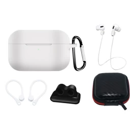 Silikoninių Dėklų Rinkinys airpods Pro 2 / airpods Pro 1 + Dėklas / Ausų Kabliukai / Kaklo Dirželis / Laikrodžio Dirželio Laikiklis / Karabinas - Baltas Silikoninių Dėklų Rinkinys airpods Pro 2 / airpods Pro 1 + Dėklas / Ausų Kabliukai / Kaklo Dirželis / Laikrodžio Dirželio Laikiklis / Karabinas - Baltas