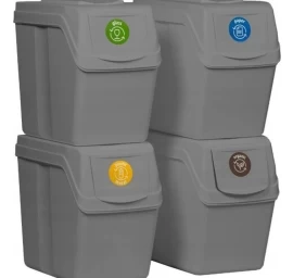 šiukšliadėžė 20 L Sortibox Rinkinys4 Vnt. Pilkas Akmuo