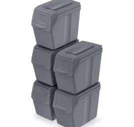 šiukšliadėžė 20 L Sortibox Rinkinys5 Vnt. Pilkas Akmuo - Galas