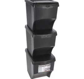 šiukšliadėžė 22 L Sortibox Rinkinys Iš 3 Vnt. Antracitas