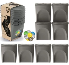 šiukšliadėžė 25 L Sortibox Rinkinys4 Vnt. Pilkas Akmuo