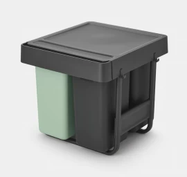 Šiukšlių dėžė montuojama Brabantia Sort &amp; Go 10+10+20L, Dark Grey &amp; Jade Green, 232541
