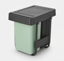 Šiukšlių dėžė montuojama Brabantia Sort &amp; Go 2x15L, Dark Grey &amp; Jade Green, 232503