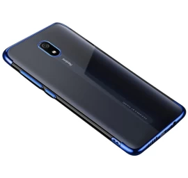 Skaidrios Spalvos Gelinis Dėklas Su Metaliniu Apvadu Xiaomi Redmi 8a Blue
