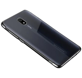 Skaidrios Spalvos Gelinis Dėklas Su Metaliniu Apvadu Xiaomi Redmi 8a Juodas