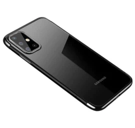 Skaidrios Spalvos Gelinis Dėklas Su Metaliniu Rėmeliu, Skirtas samsung Galaxy A72 4g, Juodos Spalvos Skaidrios Spalvos Gelinis Dėklas Su Metaliniu Rėmeliu, Skirtas samsung Galaxy A72 4g, Juodos Spalvos