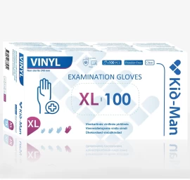 Skaidrios vienkartinės pirštinės Kid-Man vinilas XL