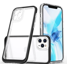 Skaidrus 3-in-1 Dėklas Iphone 11 Pro Max, Gelinis Dėklas Su Juodu Rėmeliu