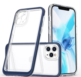 Skaidrus 3-in-1 Dėklas iphone 11 Pro Su Mėlynu Gelio Rėmeliu