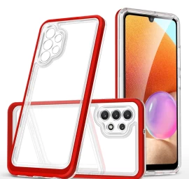 Skaidrus 3-in-1 Dėklas samsung Galaxy A72 4g Frame Gel Cover Red