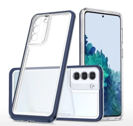 Skaidrus 3in1 Dėklas Samsung Galaxy S21+ 5g (s21 Plus 5g) Su Mėlynu Rėmeliu