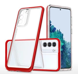 Skaidrus 3in1 Dėklas samsung Galaxy S22+ (s22 Plus) Su Raudonu Rėmeliu