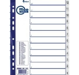Skiriamieji lapai Forpus, A4, 12-1 skaičiai, plastikiniai