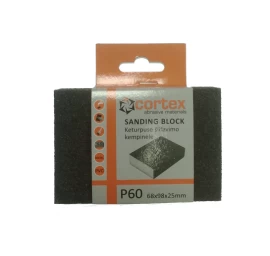 Šlifavimo kempinėlė CORTEX P60, 68x98x25mm pilka sp.