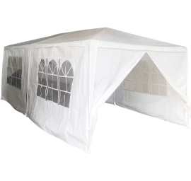 Sodo Maitinimo Palapinė Pe 6x3m + 6 Sienelės Baltos Spalvos