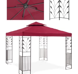 Sodo Paviljonas Pavėsinė Su Ornamentu Sulankstoma 3 X 3 X 2,6 M Raudonas Vynas