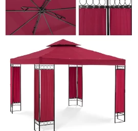 Sodo Paviljonas Pavėsinė Sulankstoma Palapinė 3 X 3 X 2,6 M Raudonas Vynas
