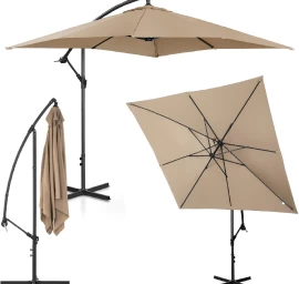 Sodo Skėtis Su Kvadratiniu Stulpu 250 X 250 Cm Pilkai Rudos Spalvos