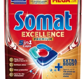 Somat Excellence Premium 5-in-1 Indų Ploviklio Kapsulės, 42 Vnt.