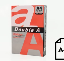 Spalvotas popierius Double A, 80g, A4, 500 lapų, Red