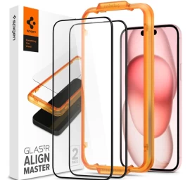Spigen Alm Glass Fc Grūdintas Stiklas Iphone 15 Plus - Juodas 2 Vnt.