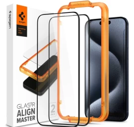 Spigen Alm Glass Fc Grūdintas Stiklas Iphone 15 Pro - Juodas 2 Vnt.