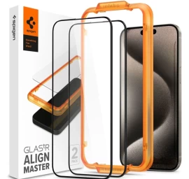 Spigen Alm Glass Fc Grūdintas Stiklas Iphone 15 Pro Max - Juodas 2 Vnt.