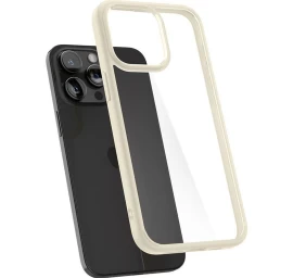 spigen Crystal Hybrid Dėklas iphone 15 Pro Max - Skaidrus Smėlio Spalvos