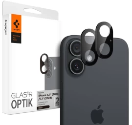 spigen Optik Glas.tr Kameros Apsauga 2-pack Glass, Skirta iphone 16/16 Plus - Juoda