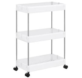 Spintelė Ant Ratukų Su 3 Lentynomis Balta - Ksc009w01