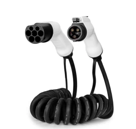 Spiralinis elektromobilio įkrovimo laidas Type 2 - Type 1 - (32A, 1 Fazė, 6,6KW)