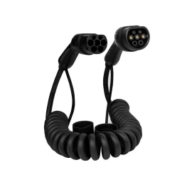 Spiralinis elektromobilio įkrovimo laidas Type 2 - Type 2 - (32A, 1 Fazė, 6,6 KW)