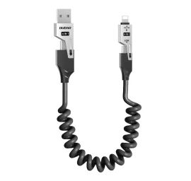 Spiralinis Kabelis 4in1 Usb-a / Usb-c - Lightning / Usb-c - Juodas