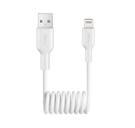 Spiralinis Kabelis Usb-a - iphone Lightning 12w 1 M - Baltas