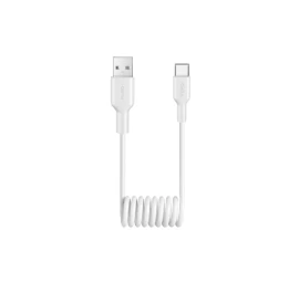Spiralinis Kabelis Usb-a - Usb-c 10w 1 M - Baltas
