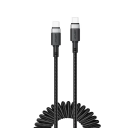 Spiralinis Usb-c Kabelis - Usb-c 480mb/s 3a 1,2 M - Juodas