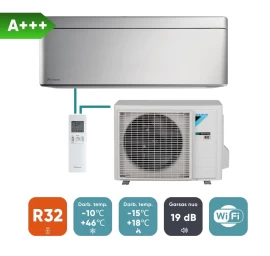 Split oro kondicionierius (oras–oras šilumos siurblys) Daikin Stylish (komplektas), sidabro