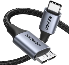 Ssd Kabelis Usb-c - Micro Usb-b 3.0 5gb/s 3a 1 M Pilkos Spalvos