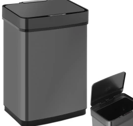 Stačiakampė Bekontaktė Automatinė šiukšliadėžė Su Judesio Jutikliu 30 Cm 50 L Black