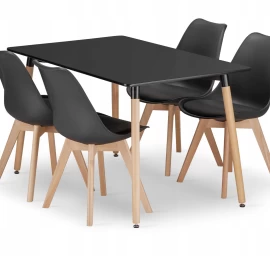 Stačiakampio Formos Stalas Adria 120x80 Juodas + 4 Kėdės Mark Juodos Spalvos