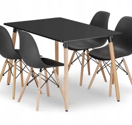 Stačiakampio Formos Stalas Adria 120x80 Juodas + 4 Kėdės Osaka Juodas