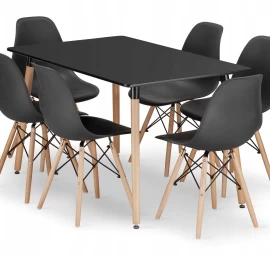Stačiakampio Formos Stalas Adria 120x80 Juodas + 6 Kėdės Osaka Juodas
