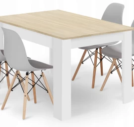 Stačiakampio Formos Stalo 120x80 ąžuolo Sonoma + 4 Kėdės Osaka Pilka